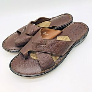B.Ø.C Born Concept Brown Leather Sandals Women's 8M Cross Toe Strap Slip On Shoe